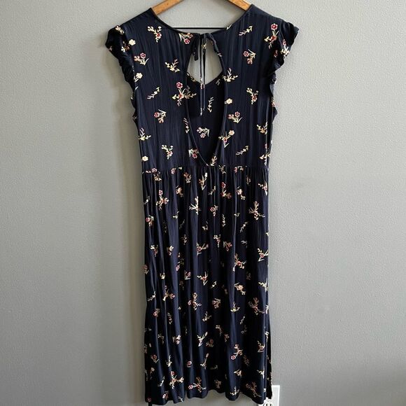 Roxy Rush Minute Short Sleeve Midi Dress Navy Floral Size Small - Picture 7 of 13